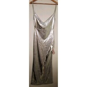 Women's Long Strappy Metallic Foil Slip Dress Evening Clubwear Party Size M NWT
